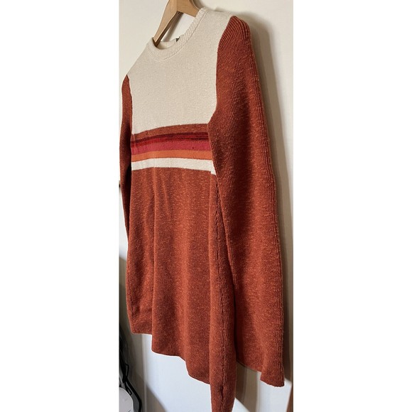 Free People Color Block Orange Cream Flared Sleeve Sweater Dress Size Small - Picture 4 of 13
